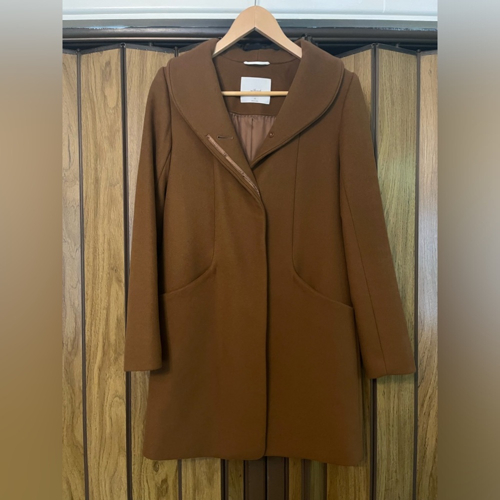 Aritzia: Wilfred Wool & Cashmere Cocoon Coat: Cigar Color/Golden Brown: Size XS
